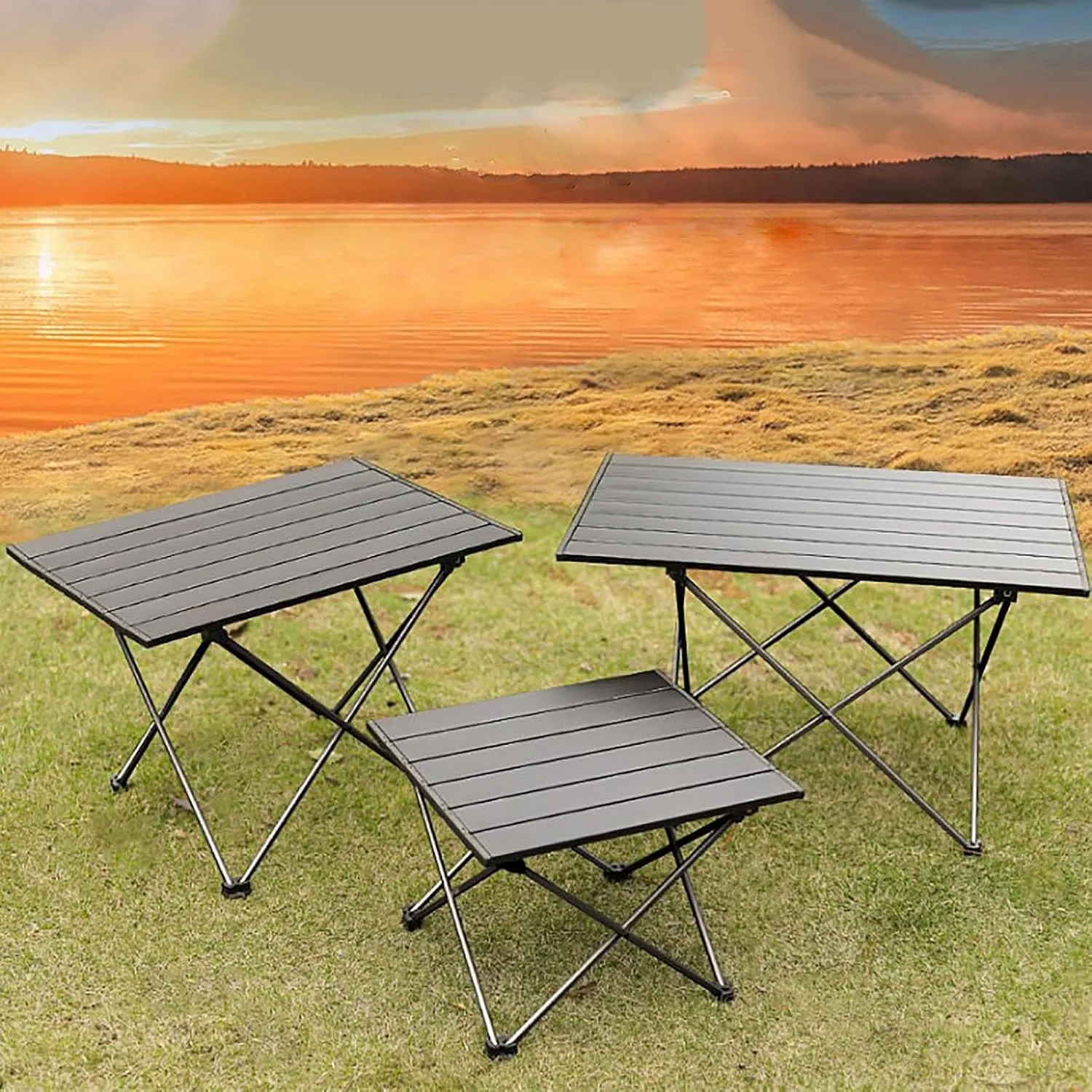 Camping Table, Folding Camping Table, Aluminum Camping Table, Portable Table, Suitable for Camping, Hiking Backpacking, Outdoor Picnic (Size : Small)