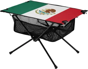 Camping Table Lightweight Portable Folding Table with Mesh Storage Net Mexico Flag Ideal for Camping Hiking Beach Picnic Travel Backyard