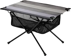 Camping Table Lightweight Portable Folding Table with Mesh Storage Net Wood Grain Grey Ideal for Camping Hiking Beach Picnic Travel Backyard