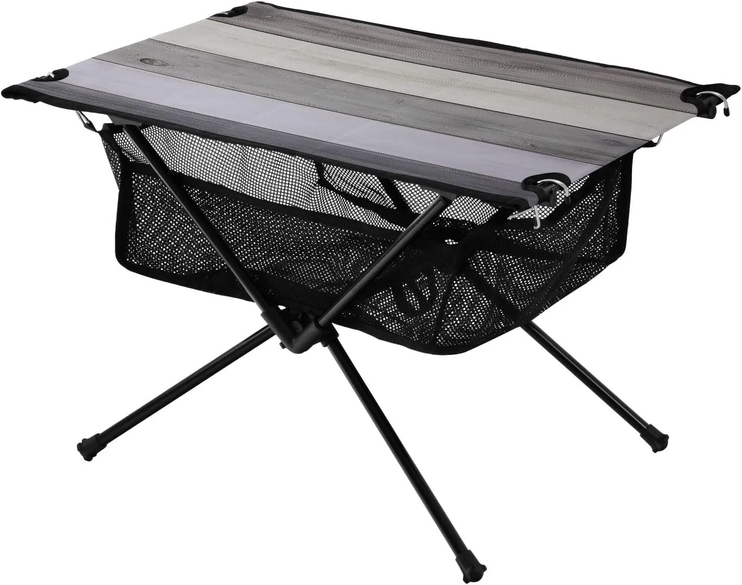 Camping Table Lightweight Portable Folding Table with Mesh Storage Net Wood Grain Grey Ideal for Camping Hiking Beach Picnic Travel Backyard