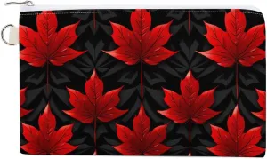 Canada Flag Maple Leaf Coin Purse Fashion Canvas Pouch Zippered Wallet Makeup Bag for Men Women