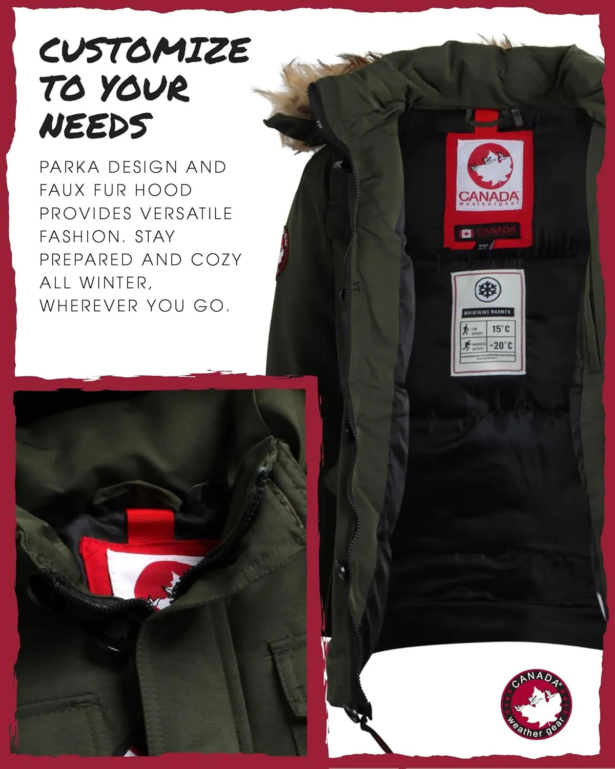 CANADA WEATHER GEAR Boys' Winter Jacket - Heavyweight Water and Wind Resistant Hooded Parka Ski Jacket for Boys (Sizes: 5-20)