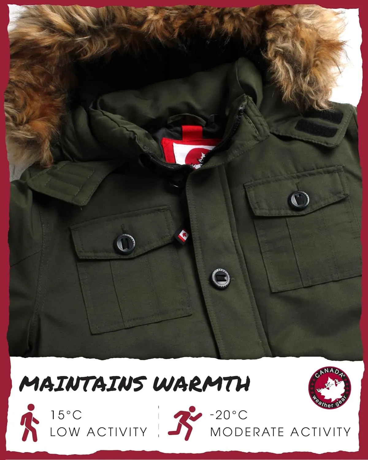 CANADA WEATHER GEAR Boys' Winter Jacket - Heavyweight Water and Wind Resistant Hooded Parka Ski Jacket for Boys (Sizes: 5-20)