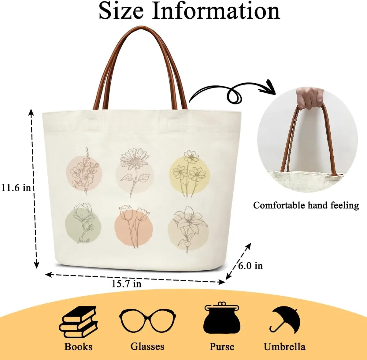 Canvas Aesthetic Reusable Grocery Shopping Bag With Handles - Funny Tote Bag for Women & Teens