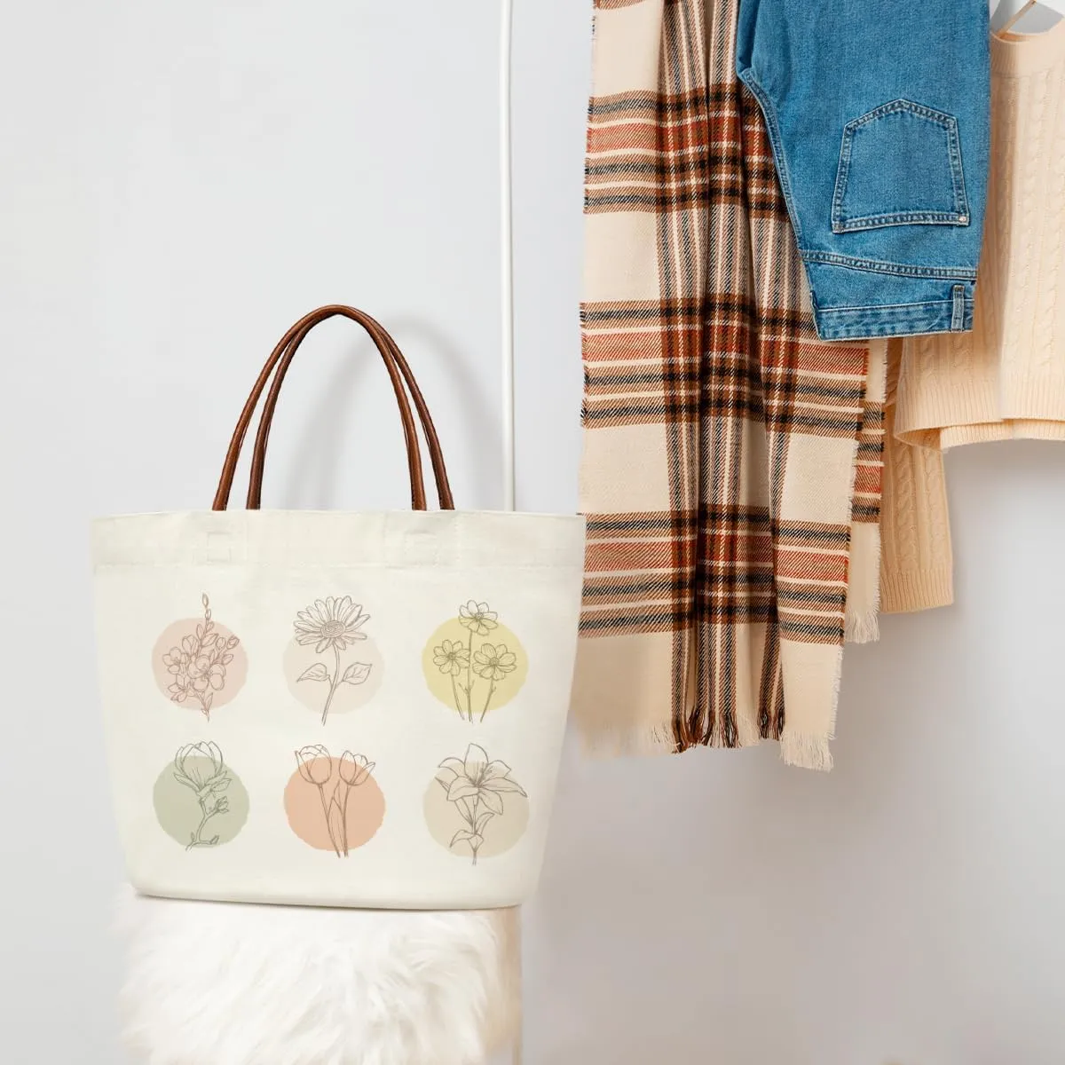 Canvas Aesthetic Reusable Grocery Shopping Bag With Handles - Funny Tote Bag for Women & Teens