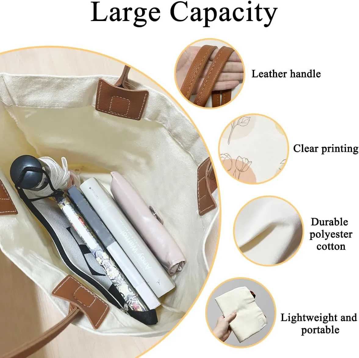 Canvas Aesthetic Reusable Grocery Shopping Bag With Handles - Funny Tote Bag for Women & Teens