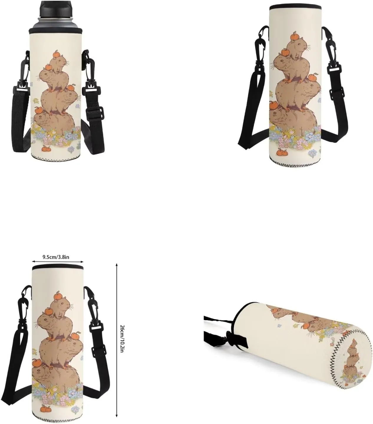 Capybara Girls Backpacks for Elementary School Cute Bookbag for Kids School Bag with Lunch Box Pencil Case Bottle Sleeve Lightweight Travel Daypack for Girls Backpack 10-12 Years Old