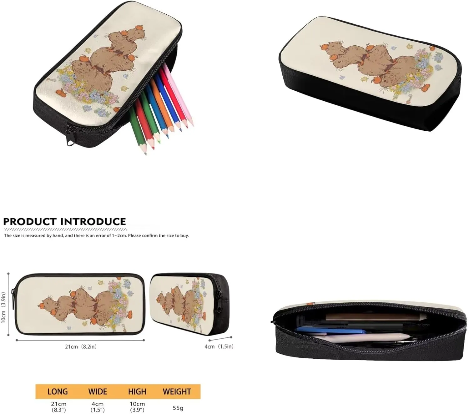 Capybara Girls Backpacks for Elementary School Cute Bookbag for Kids School Bag with Lunch Box Pencil Case Bottle Sleeve Lightweight Travel Daypack for Girls Backpack 10-12 Years Old