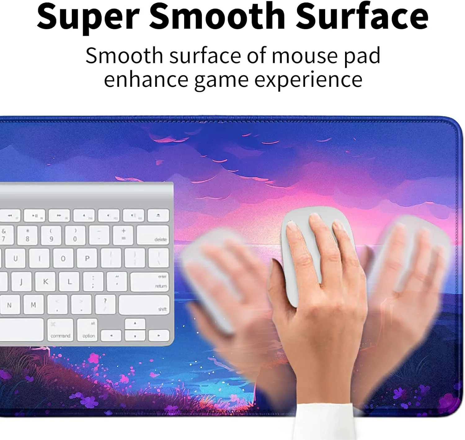 Card Mat for MTG & TCG - 23.6" x 13.8" Playmat Mouse Pad for Trading Card Games, RPG, CCG - Computer Office Game Mat in Ocean Blue Sky Purple