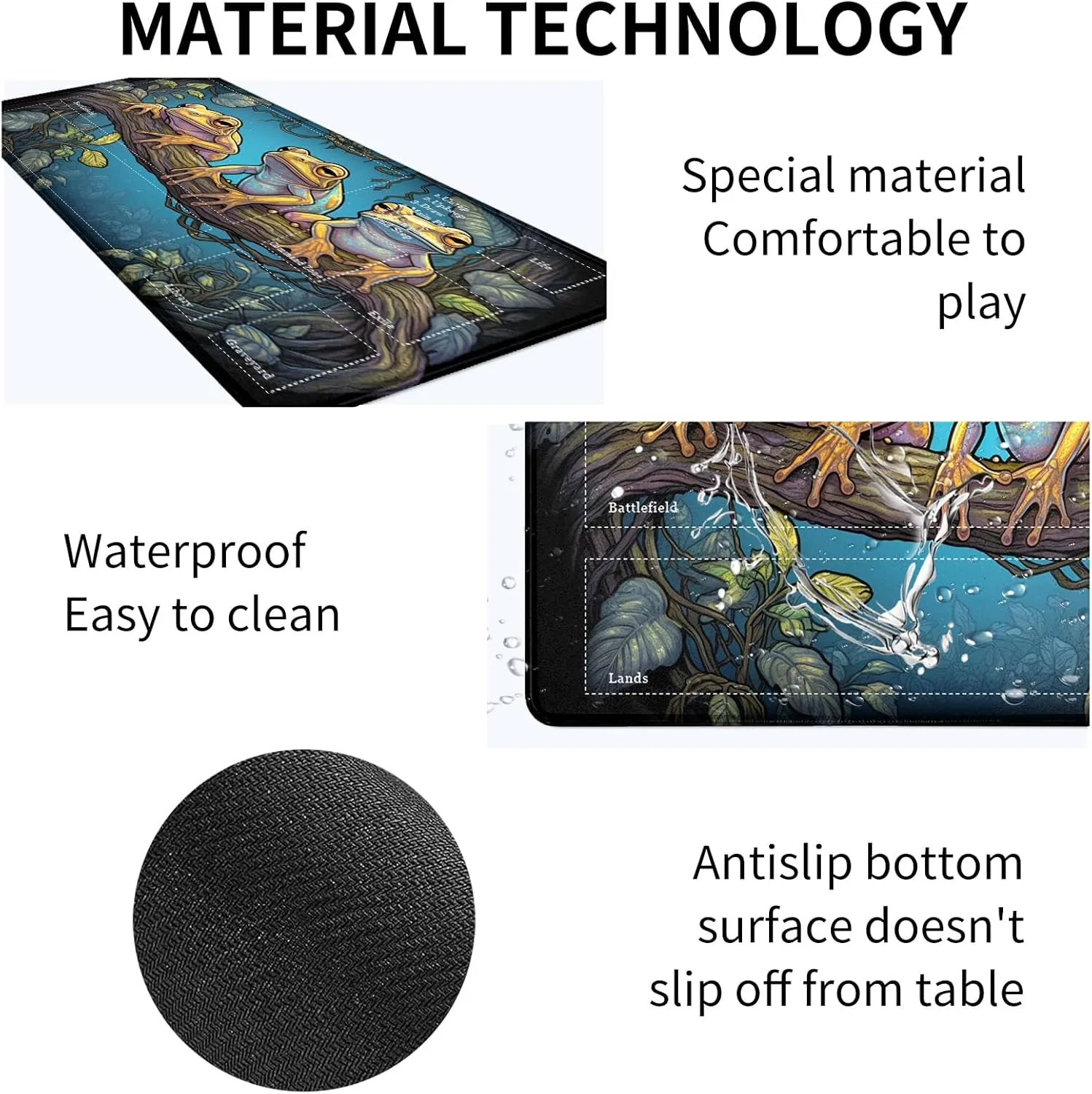 Card Mat for MTG & TCG Playmat Mouse Pad,24" x 14" Game Mat for MTG RPG CCG Trading Card Game Playmats Table Mat Perfect for Card Games Video Games Computer Office,Colorful Frogs