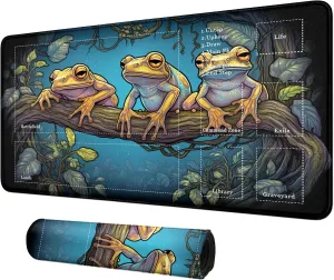 Card Mat for MTG & TCG Playmat Mouse Pad,24" x 14" Game Mat for MTG RPG CCG Trading Card Game Playmats Table Mat Perfect for Card Games Video Games Computer Office,Colorful Frogs