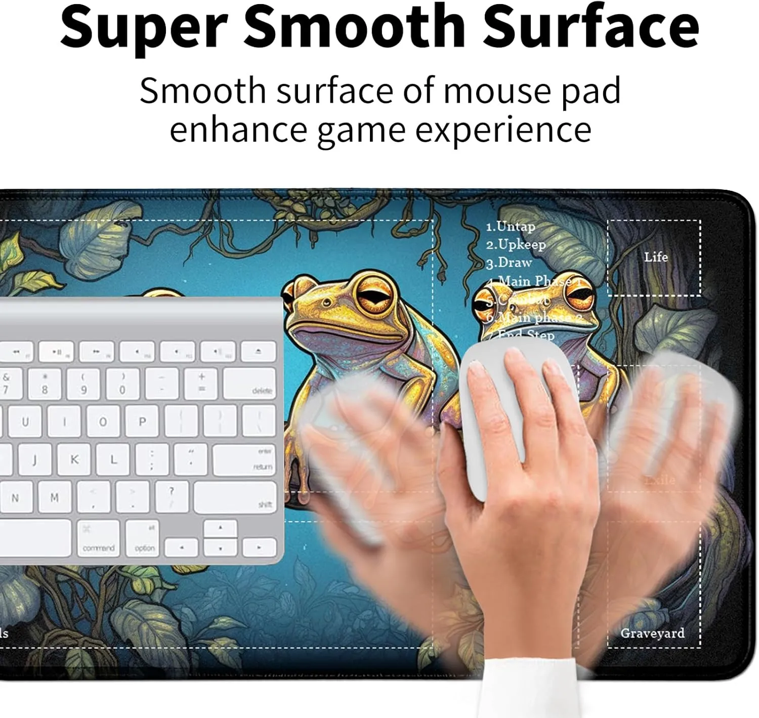 Card Mat for MTG & TCG Playmat Mouse Pad,24" x 14" Game Mat for MTG RPG CCG Trading Card Game Playmats Table Mat Perfect for Card Games Video Games Computer Office,Colorful Frogs