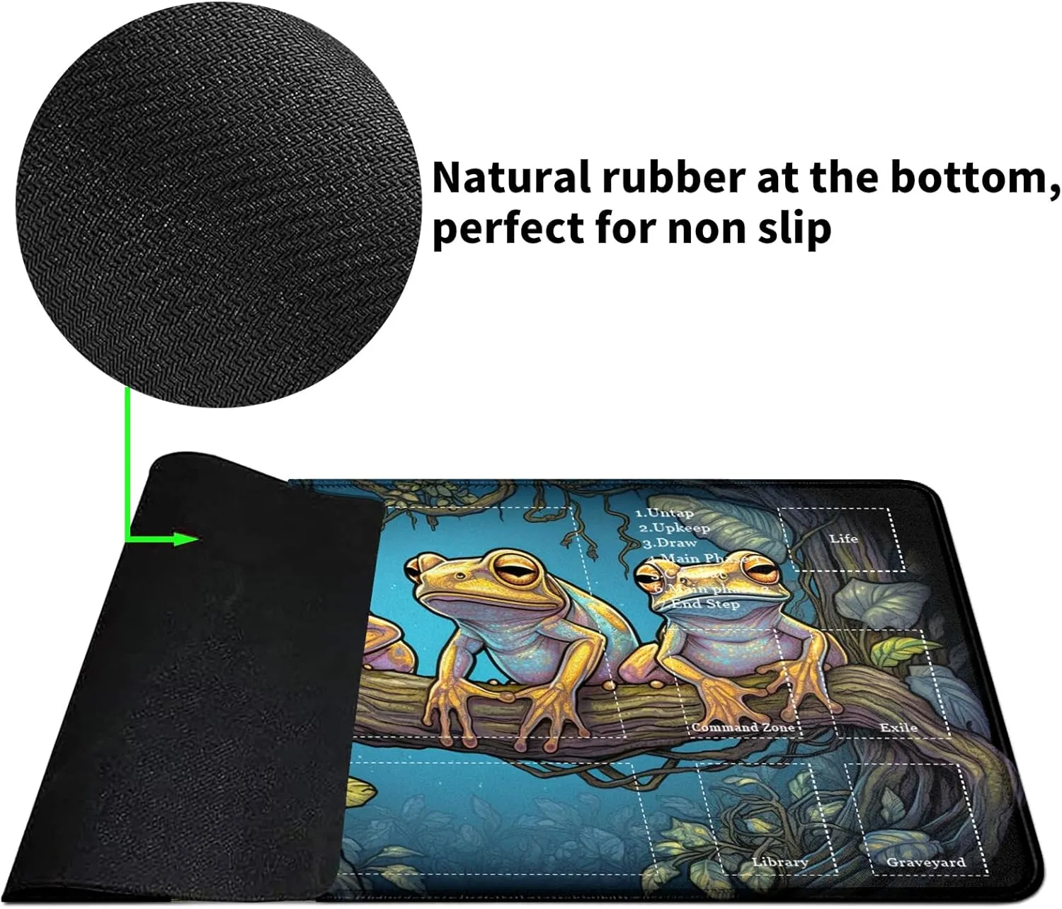 Card Mat for MTG & TCG Playmat Mouse Pad,24" x 14" Game Mat for MTG RPG CCG Trading Card Game Playmats Table Mat Perfect for Card Games Video Games Computer Office,Colorful Frogs
