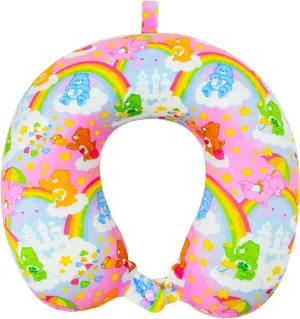 Care Bears Neck Pillow, All Over Print Memory Foam Travel Accessories for Airplane, Car, and Office, Comfortable and Breathable, Pink
