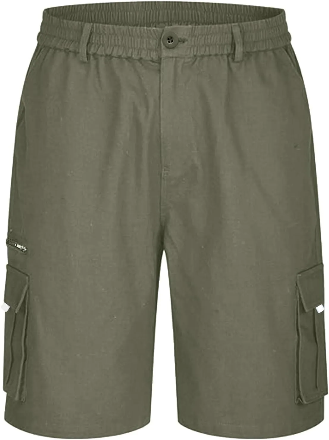 Cargo Shorts for Men Knee Length Big and Tall Bermuda Shorts Casual Summer Elastic Waist Hiking Short Pants Pockets