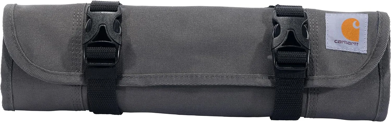 Carhartt 18 Pocket Utility, Durable Water-Resistant Tool Organization Roll Bag, Grey, One Size