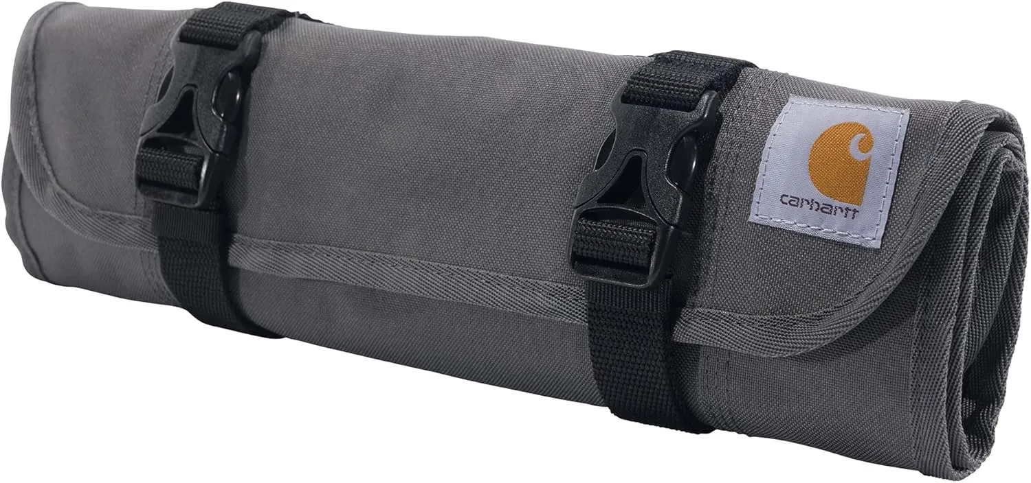 Carhartt 18 Pocket Utility, Durable Water-Resistant Tool Organization Roll Bag, Grey, One Size
