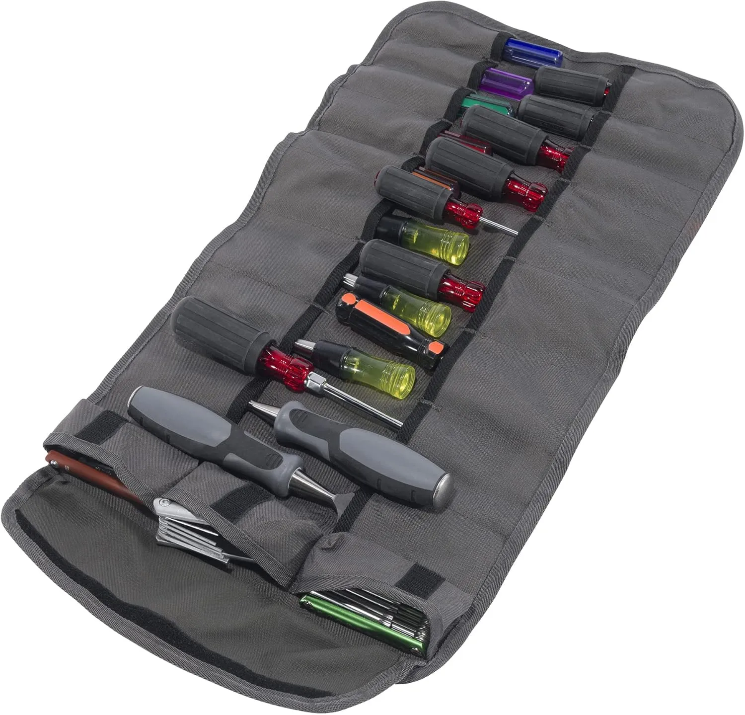 Carhartt 18 Pocket Utility, Durable Water-Resistant Tool Organization Roll Bag, Grey, One Size