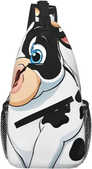Cartoon Milk Cow Print Cross Chest Bag Diagonally For Short-Distance Travel And Daily Use
