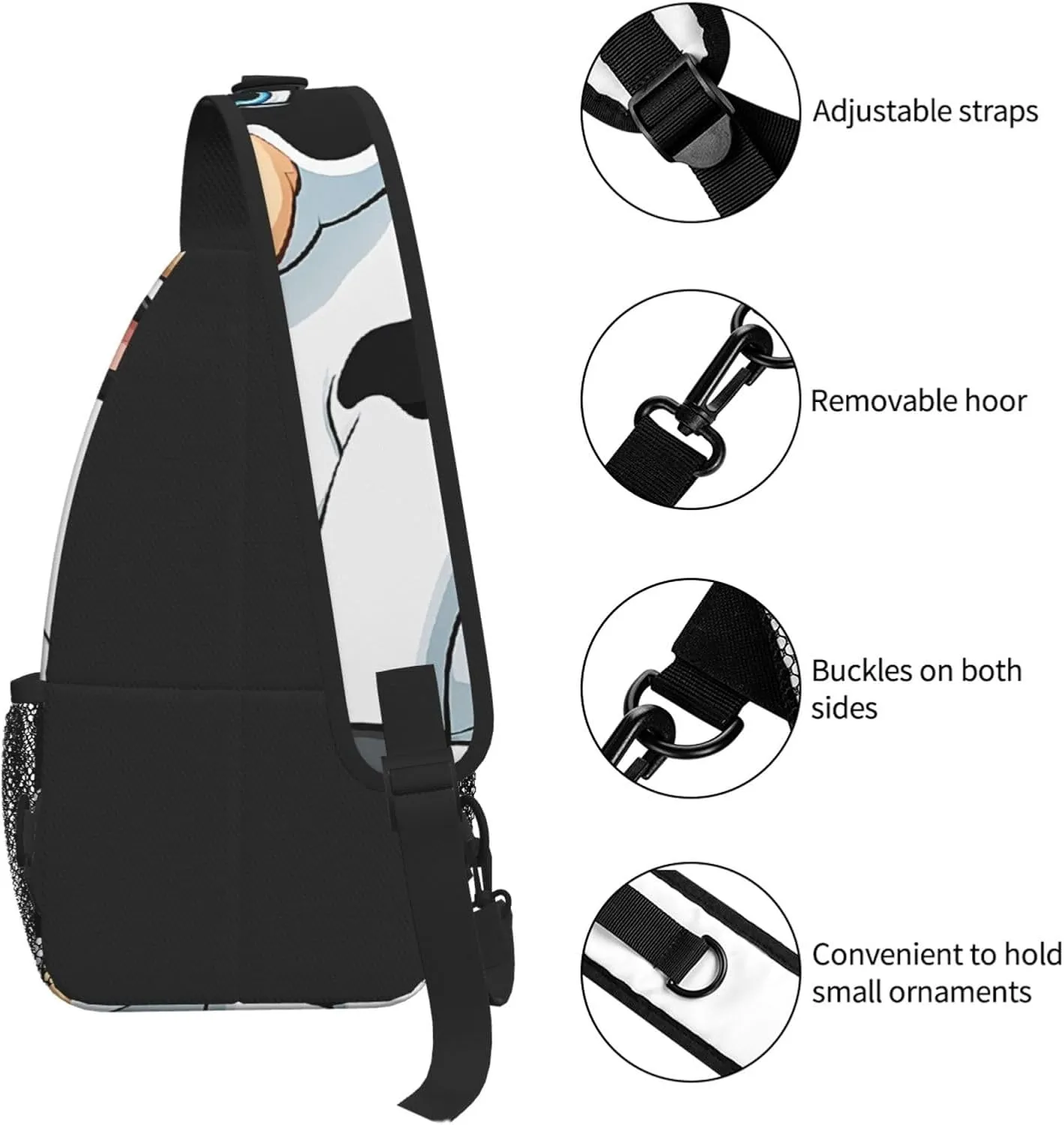 Cartoon Milk Cow Print Cross Chest Bag Diagonally For Short-Distance Travel And Daily Use