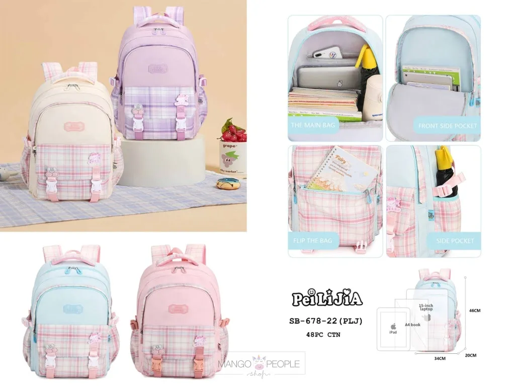 Casual Multipurpose Check Design Backpack For School and College Students