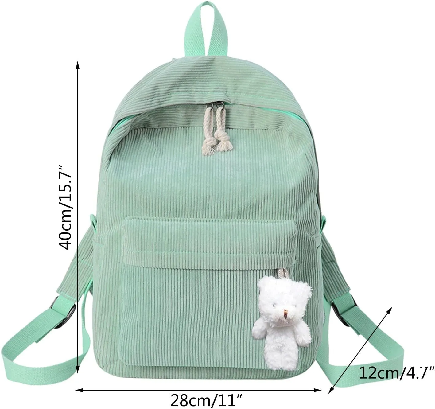Casual Shoulder Corduroy Backpack Student Fashion Bag Womens Bag Youth Simple Hiking Backpack for Men (Black, One Size)