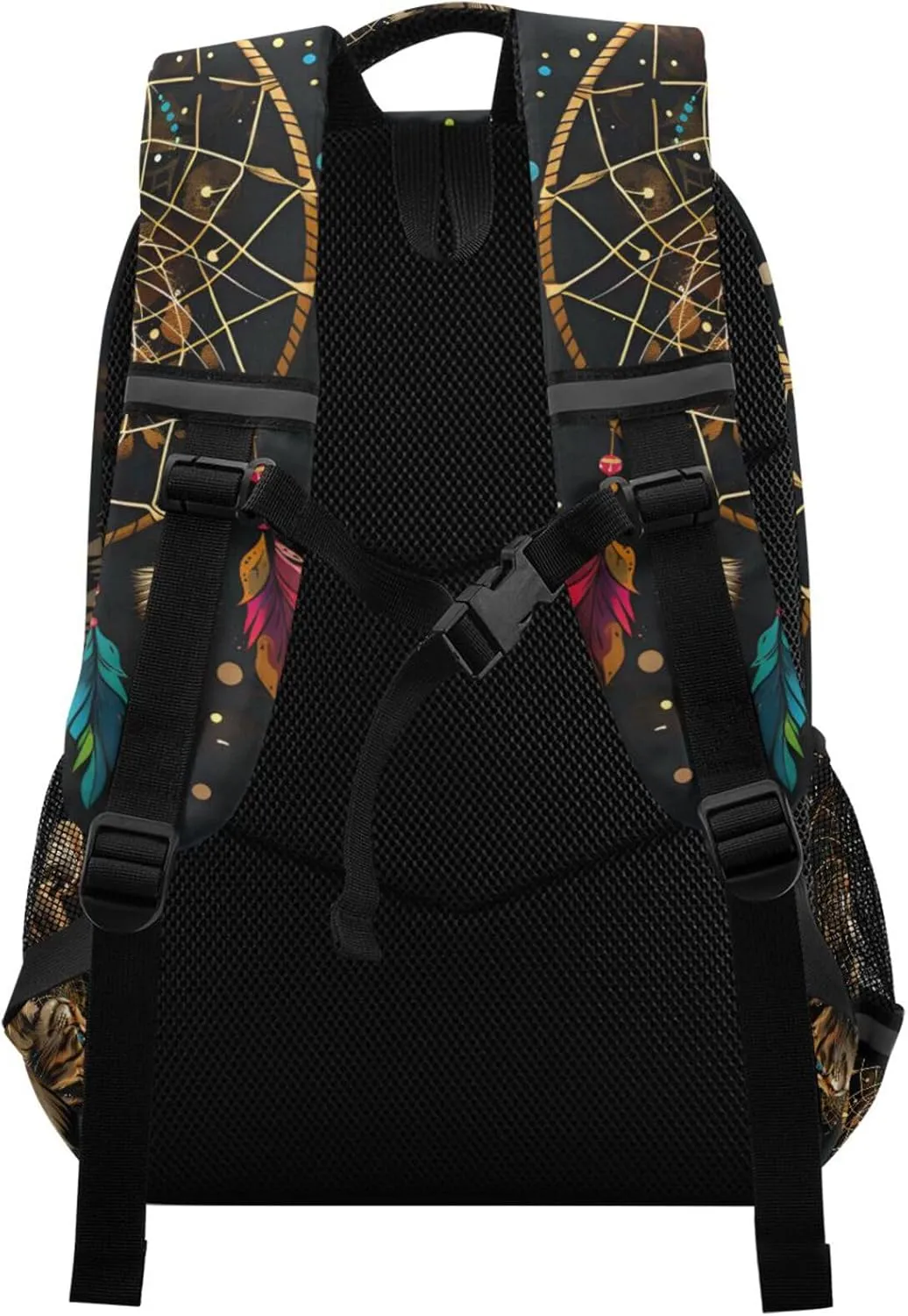 Cat Backpack for Students Boys Girls Boho Cat Dreamcatcher School Bag Travel Daypack Rucksack