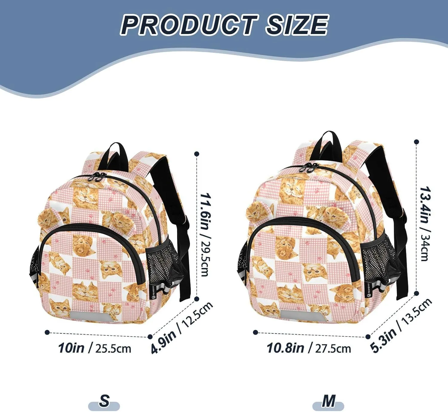 Cat Preschool Backpack Pretty Daycare Bookbag School Backpack with Traction Rope for Kids 3-6