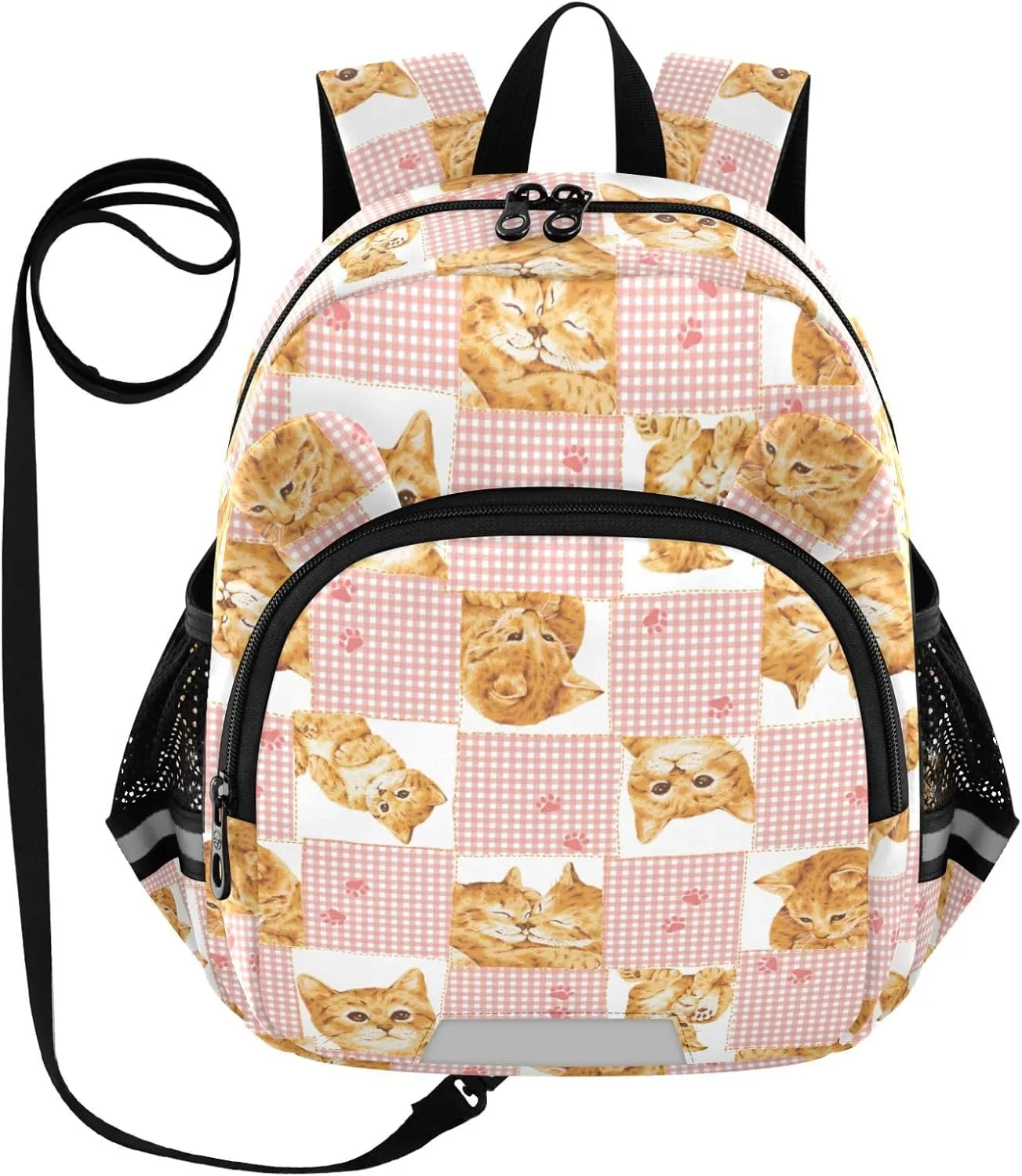 Cat Preschool Backpack Pretty Daycare Bookbag School Backpack with Traction Rope for Kids 3-6
