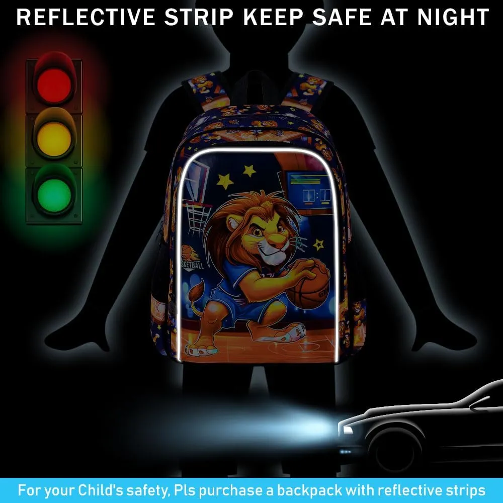 CCJPX 3PCS Kids Backpack for Boys, 16 Inch Lion Water Resistant Preschool Backpacks, Cool Elementary Kindergarten School Bookbag Set for Travel