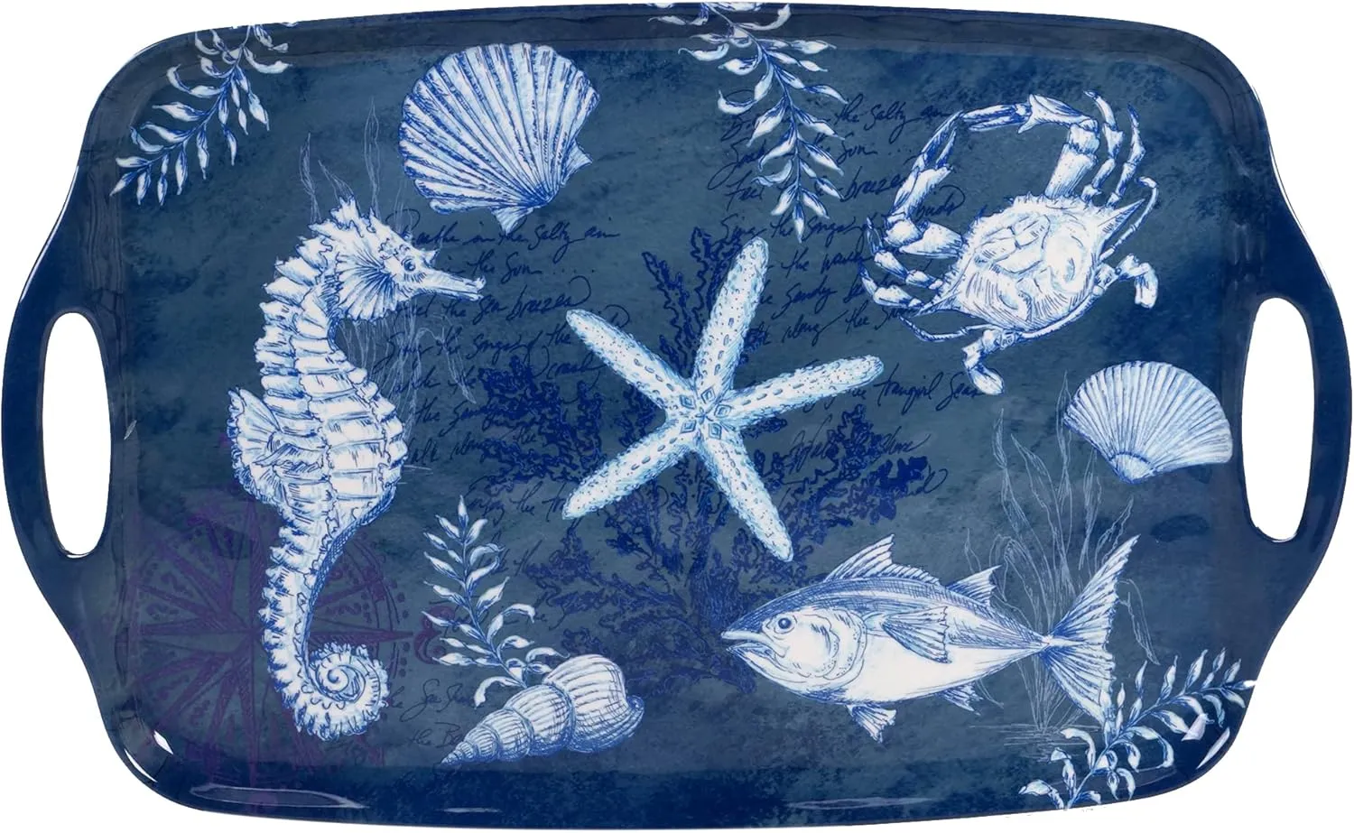 Certified International 28194 Oceanic Rectangular Tray with Handles, 19-inch Length, Melamine