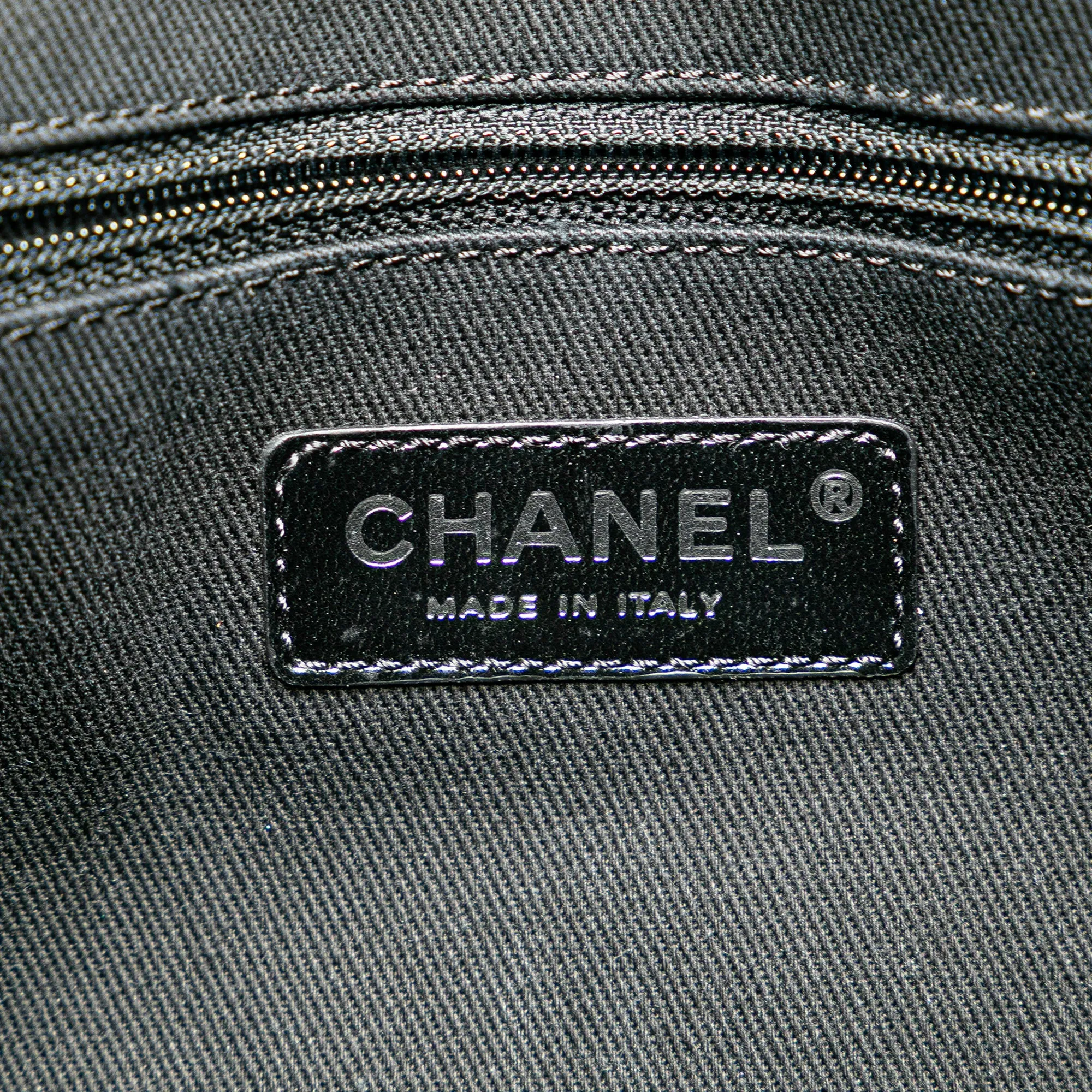 Chanel CC Straw and Caviar Satchel