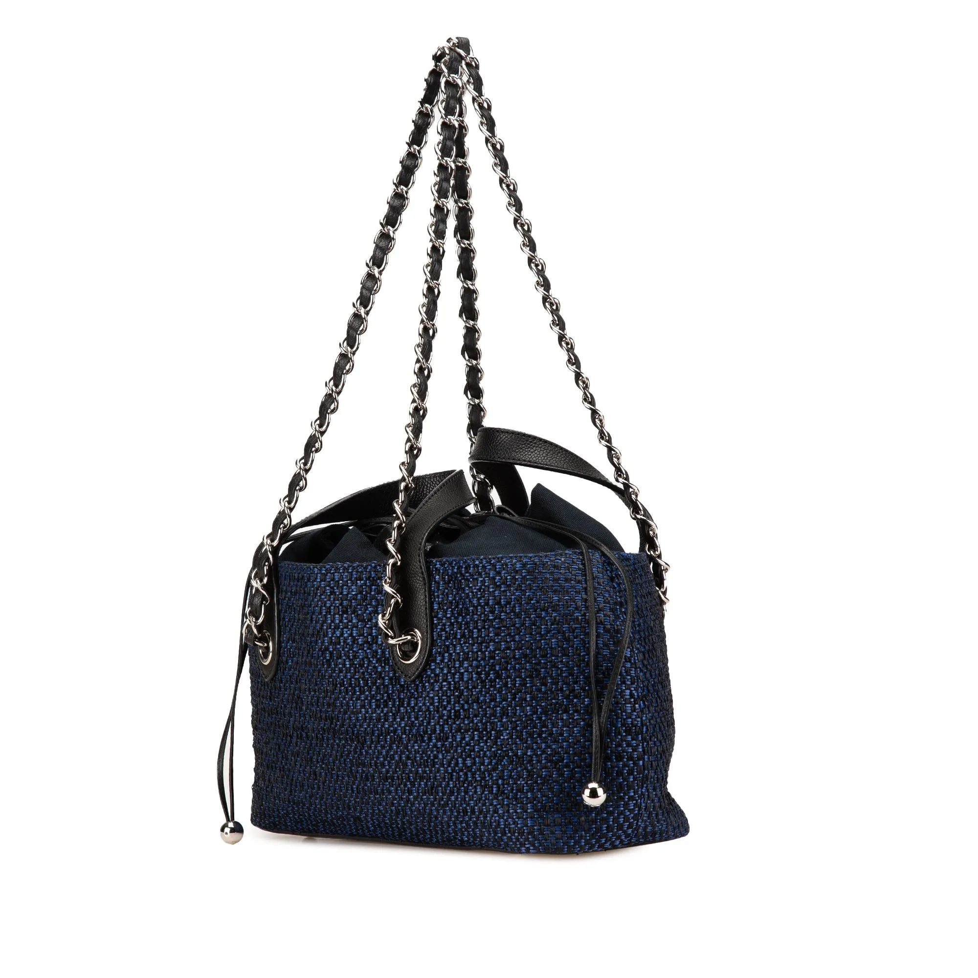 Chanel CC Straw and Caviar Satchel