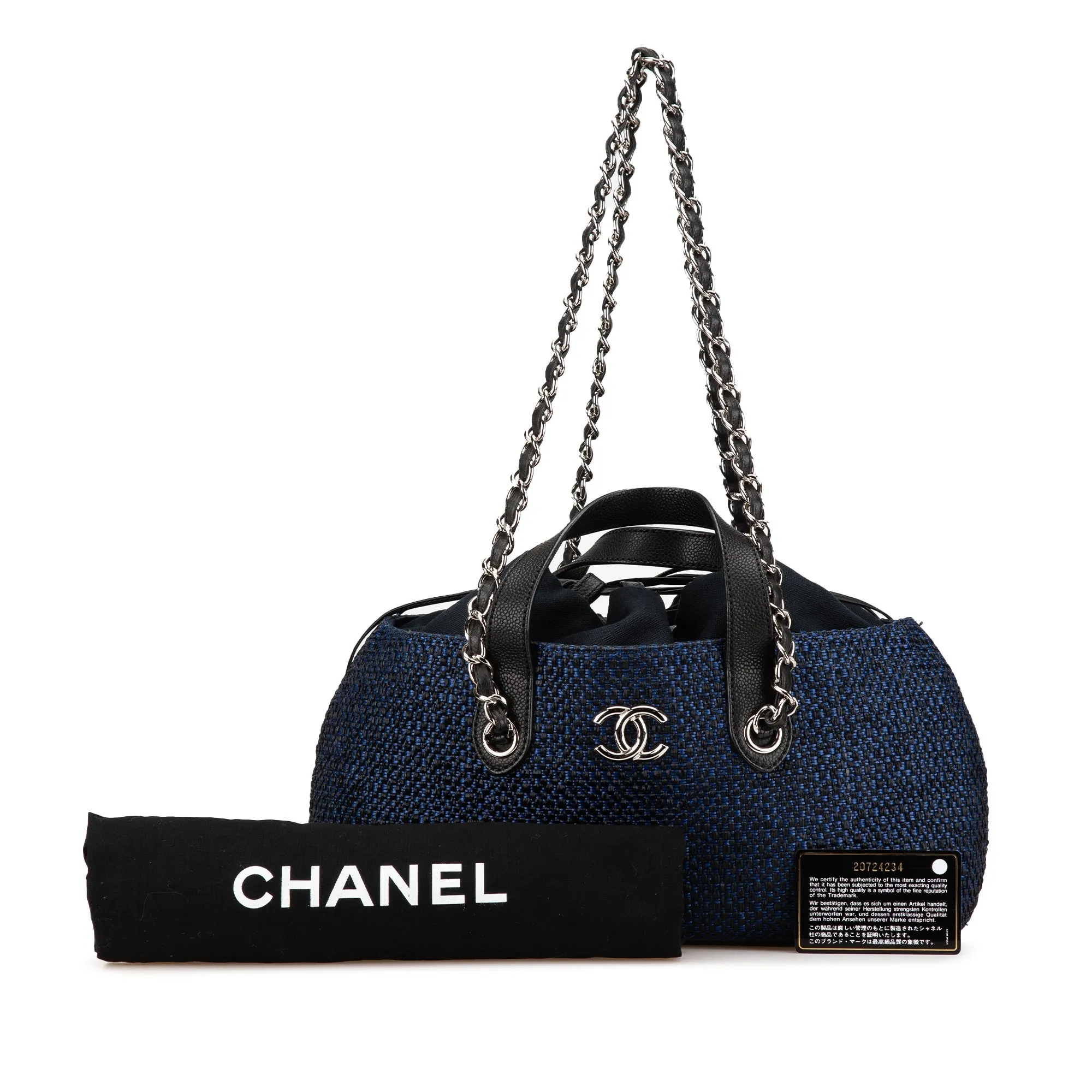 Chanel CC Straw and Caviar Satchel