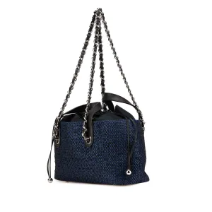 Chanel CC Straw and Caviar Satchel