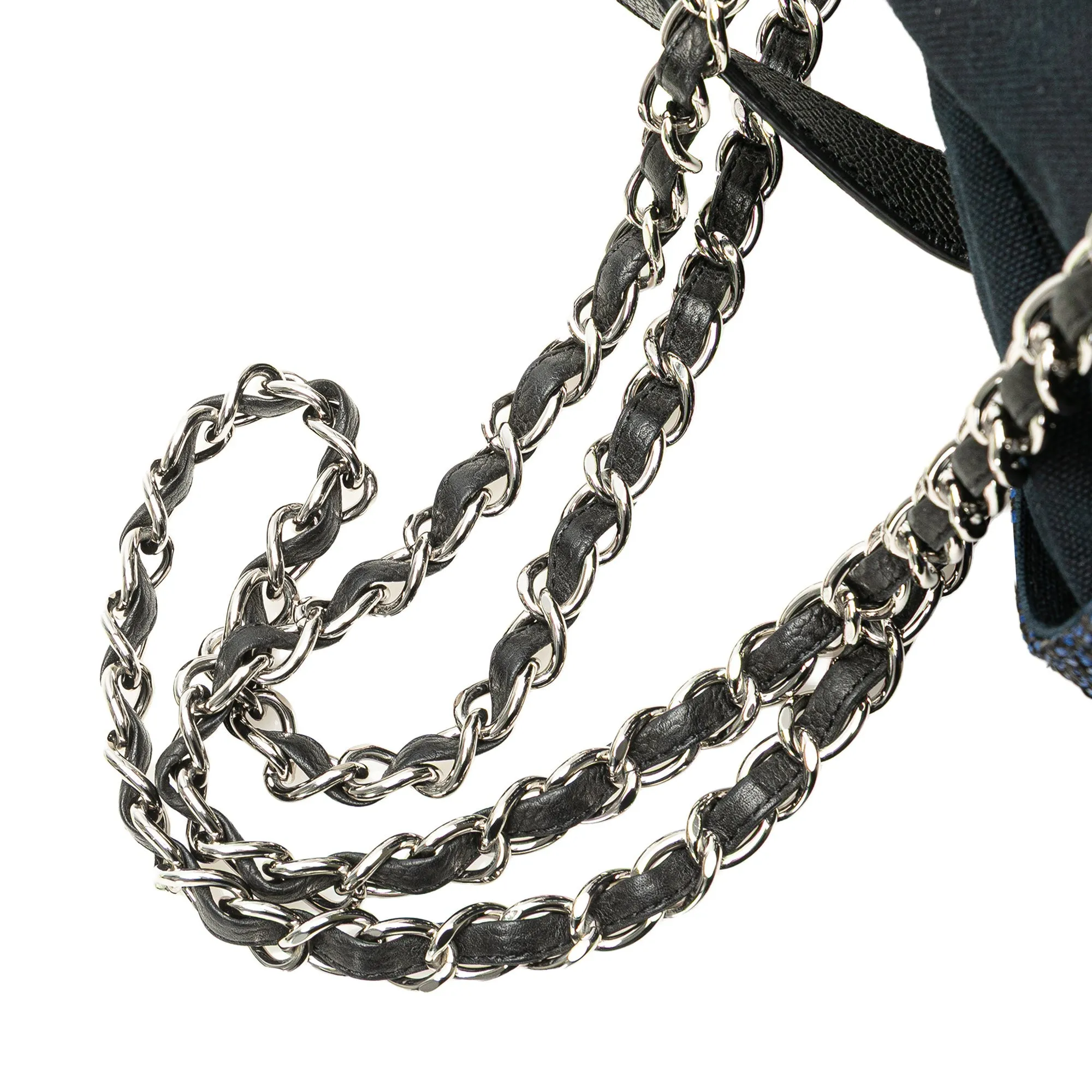 Chanel CC Straw and Caviar Satchel