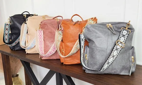 CHARIS CONVERTABLE VEGAN LEATHER BACKPACK 2 STRAPS