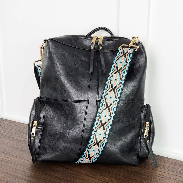 CHARIS CONVERTABLE VEGAN LEATHER BACKPACK 2 STRAPS