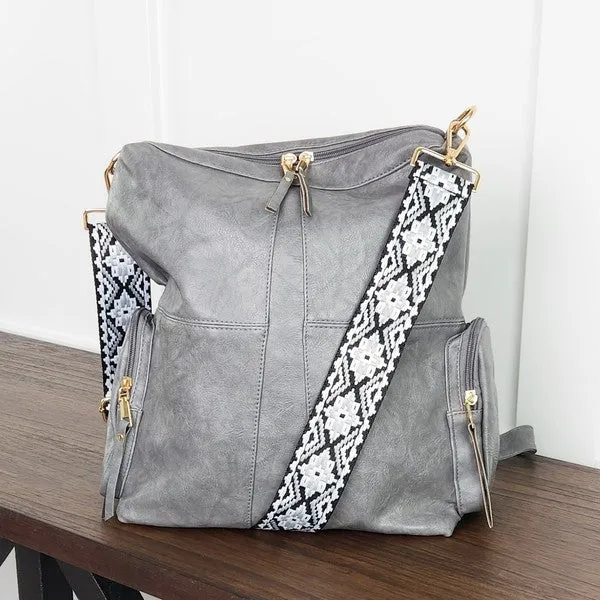 CHARIS CONVERTABLE VEGAN LEATHER BACKPACK 2 STRAPS