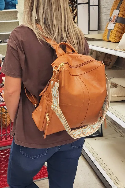 CHARIS CONVERTABLE VEGAN LEATHER BACKPACK 2 STRAPS