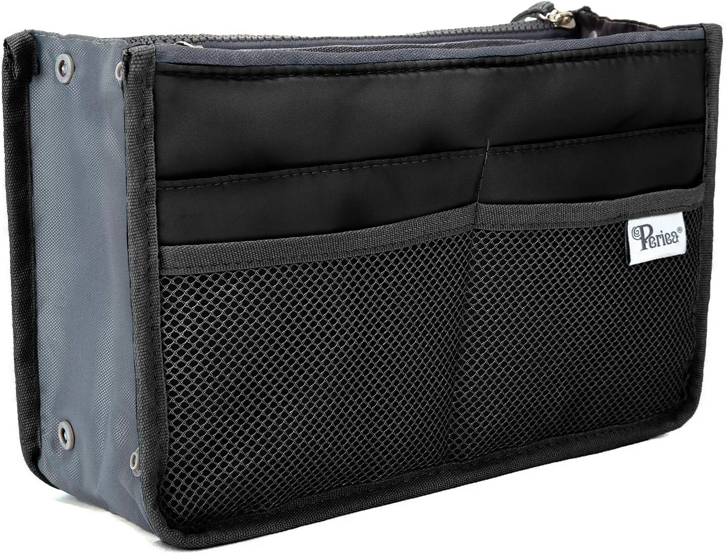 Chelsy Purse Organizer Insert with Handles & 13 Pockets - 3 Sizes (Black, Large)