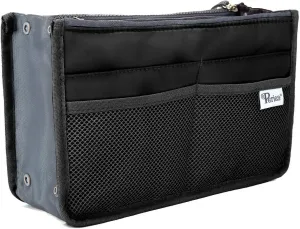 Chelsy Purse Organizer Insert with Handles & 13 Pockets - 3 Sizes (Black, Small)
