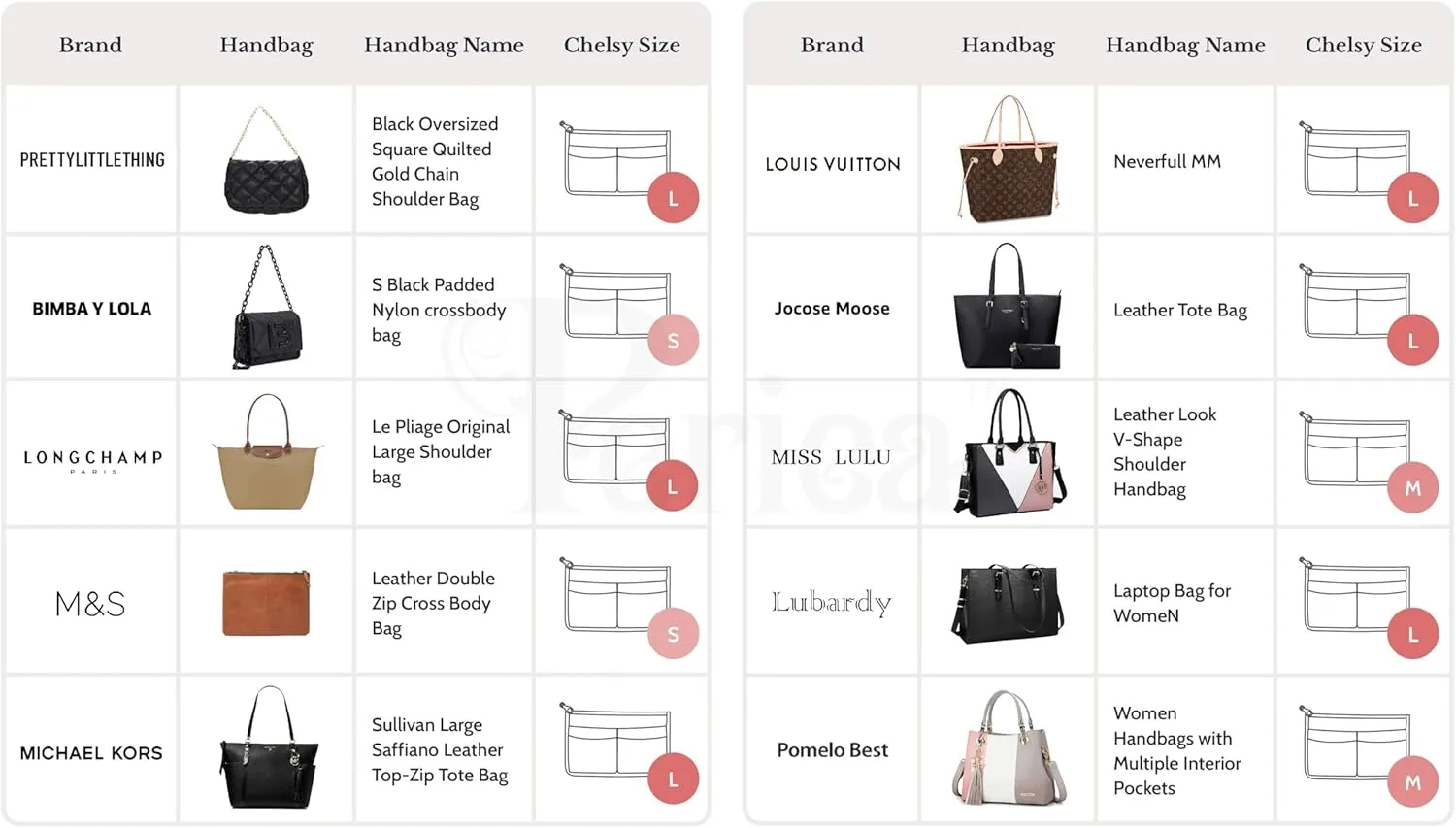 Chelsy Purse Organizer Insert with Handles & 13 Pockets - 3 Sizes (Black with Multi-color Dots, Large)