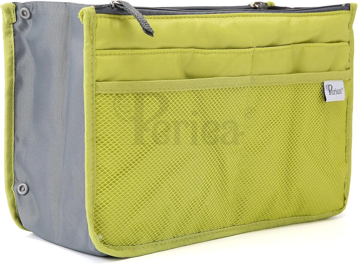 Chelsy Purse Organizer Insert with Handles & 13 Pockets - 3 Sizes (Bright Green, Large)