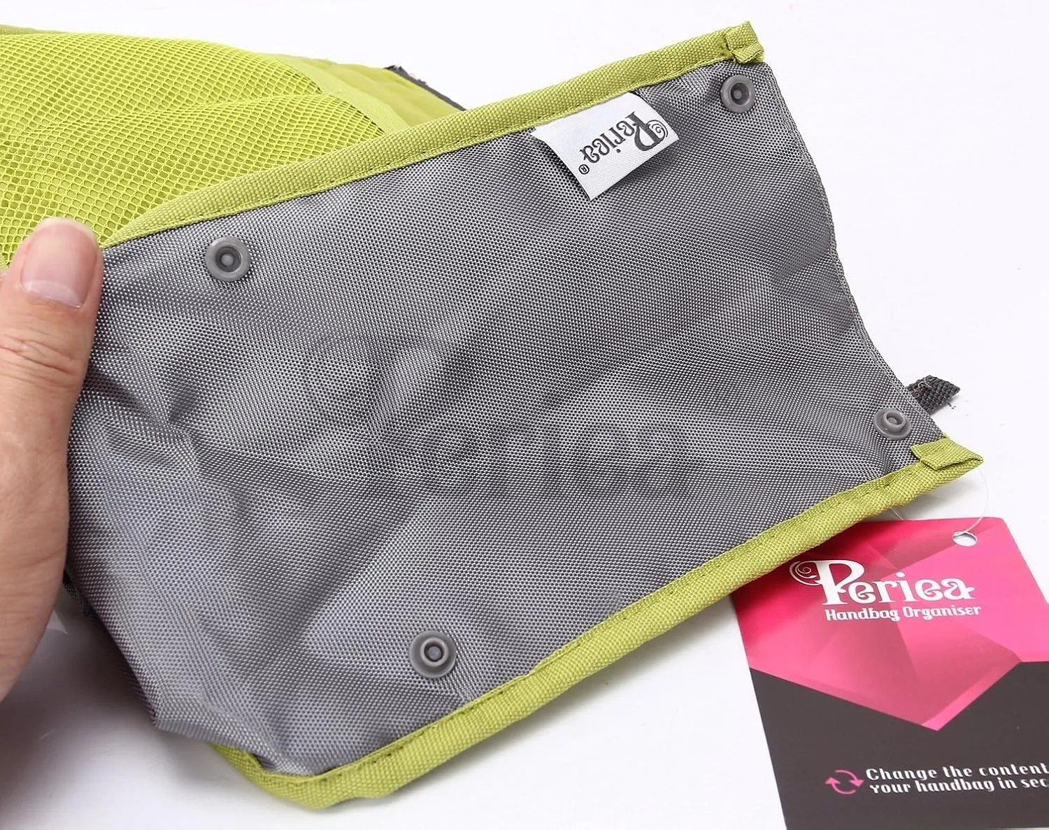 Chelsy Purse Organizer Insert with Handles & 13 Pockets - 3 Sizes (Bright Green, Large)