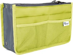 Chelsy Purse Organizer Insert with Handles & 13 Pockets - 3 Sizes (Bright Green, Large)