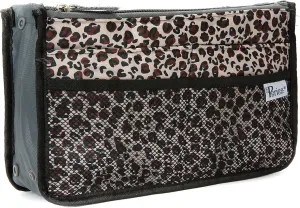 Chelsy Purse Organizer Insert with Handles & 13 Pockets - 3 Sizes (Gold Leopard, Medium)
