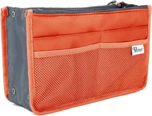 Chelsy Purse Organizer Insert with Handles & 13 Pockets - 3 Sizes (Orange, Medium)