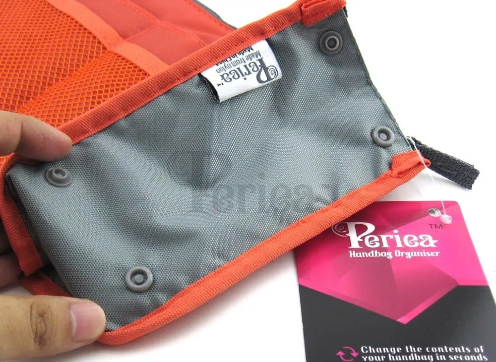 Chelsy Purse Organizer Insert with Handles & 13 Pockets - 3 Sizes (Orange, Medium)
