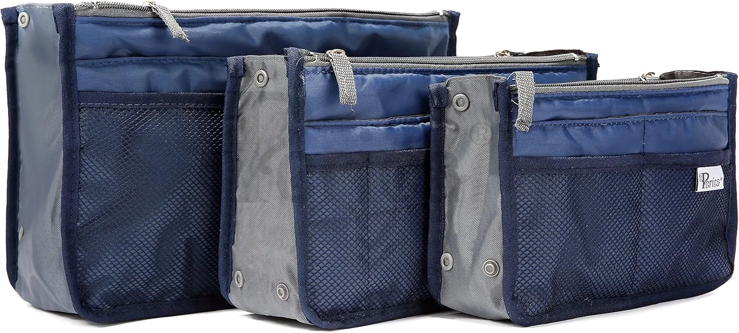Chelsy Purse Organizer Insert with Handles & 13 Pockets - 3 Sizes (Royal Blue, Medium)